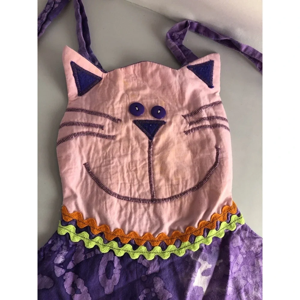 Hand Crafted Cat Apron For A Child Small Tie Dye‎ Kitty Apron 18
